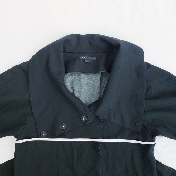 *Last Chance* Theory Sheena Lightweight Belted Jacket Large Collar Coat Black - Picture 6 of 10